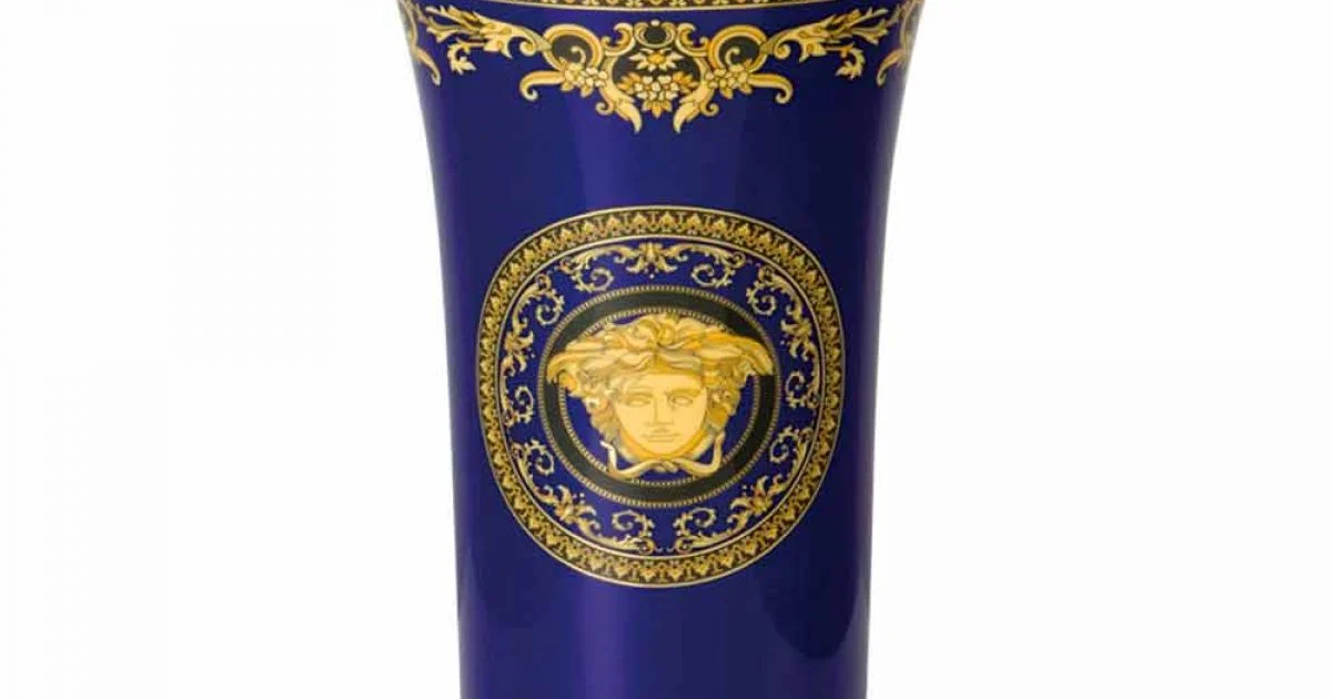 Rosenthal Versace Medusa Blue Vaso di design moderno porcellana 26cm