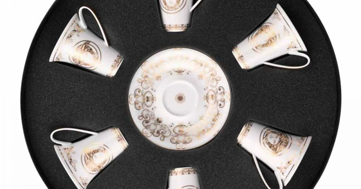 Rosenthal Versace Medusa Gala Gold set tazze espresso 6pz porcellana