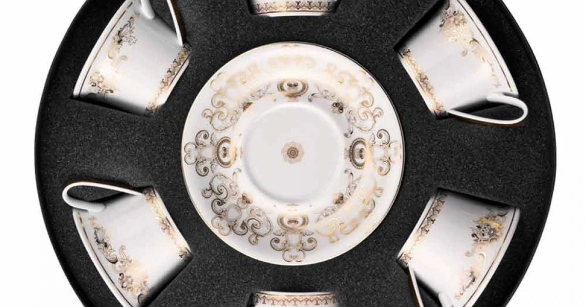 Rosenthal Versace Medusa Gala Gold set tazze in porcellana da tè 6 pzz