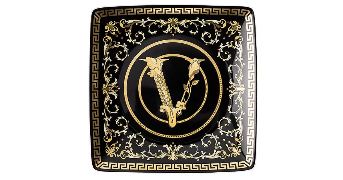Rosenthal Versace Virtus Gala 6 Coppette Quadre Piane 15x15 cm in Porcellana - Barocco