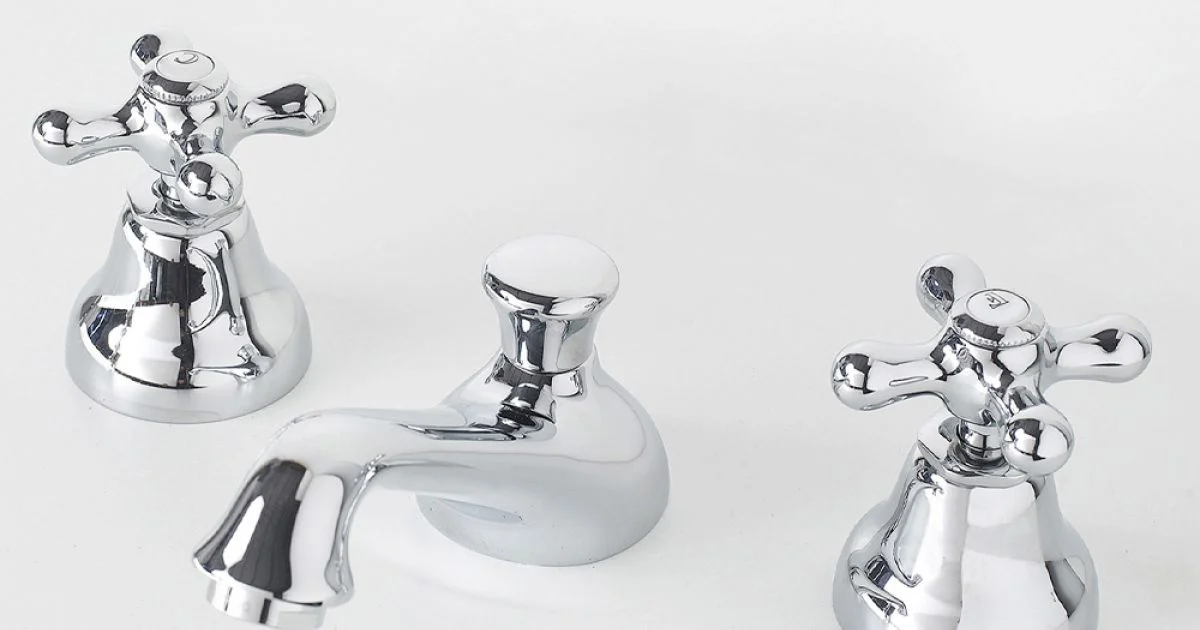 Rubinetto 3 Fori da Lavabo Bagno in Ottone con Scarico Stile Classico - Ercolina