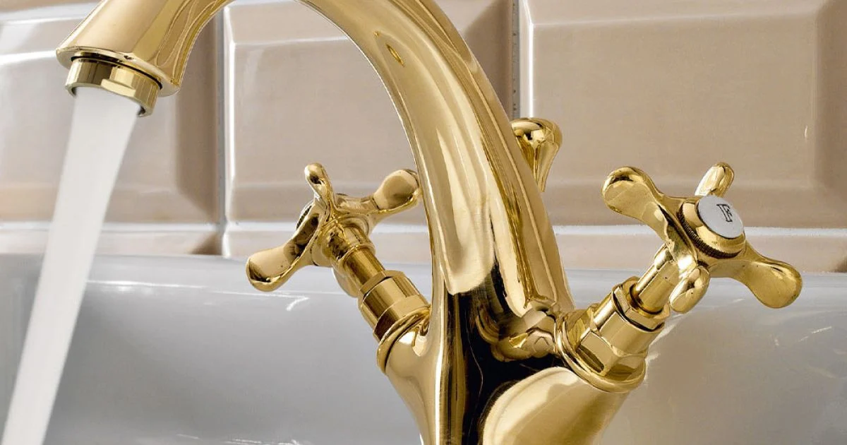 Rubinetto Monoforo per Lavabo in Ottone Maniglie a Farfalla Classico - Fioretta