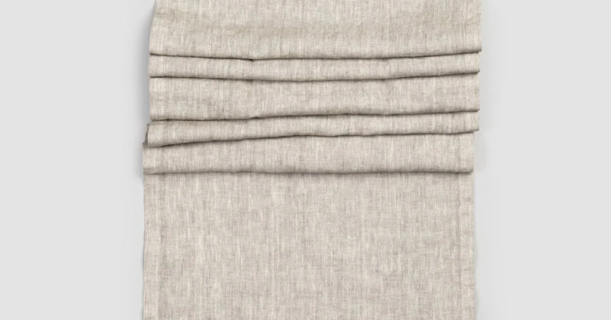 Runner in Lino Beige con Bordo con Piega Lusso Artigianale Italiano - Limao