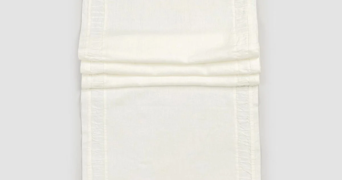 Runner in Lino Pesante Bianco Naturale con Goffratura Lusso Italiano - Limao