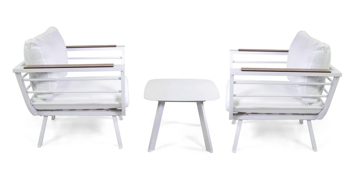 Salotto da Esterno Composto da 2 Poltrone e 1 Tavolino in Alluminio - Righello