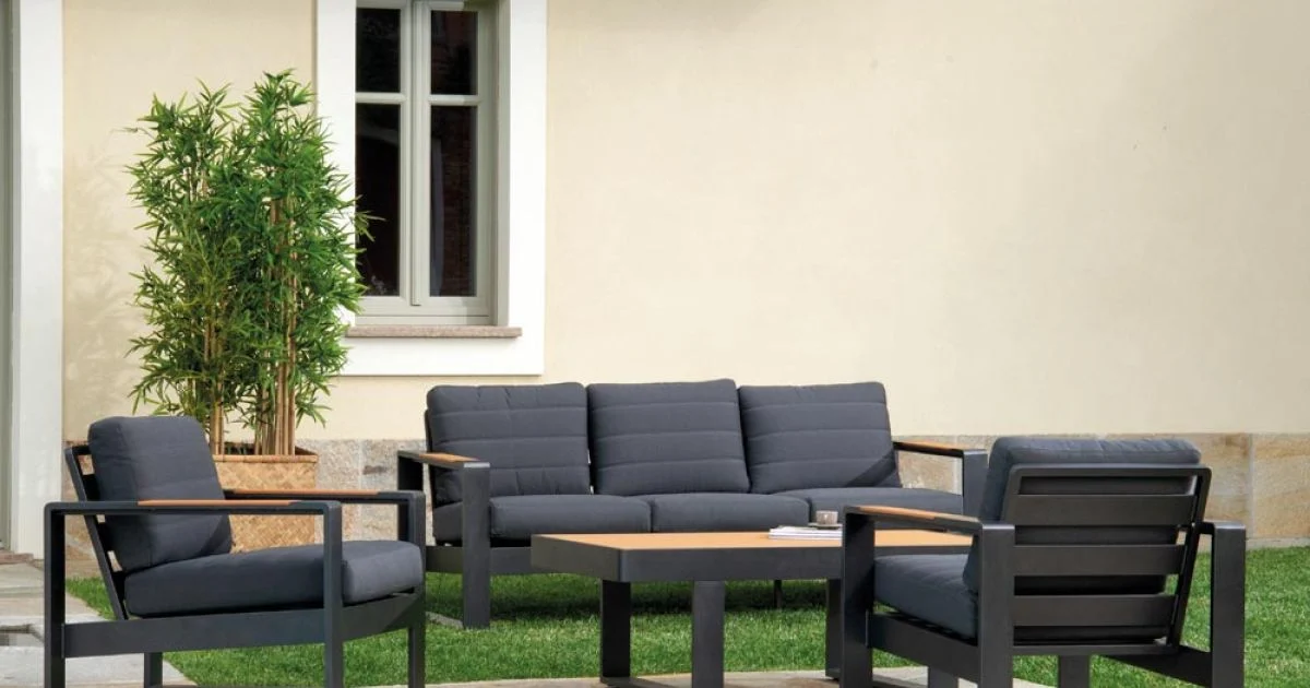 Salotto da Esterno Realizzato in Alluminio e Braccioli in Polywood - Citta