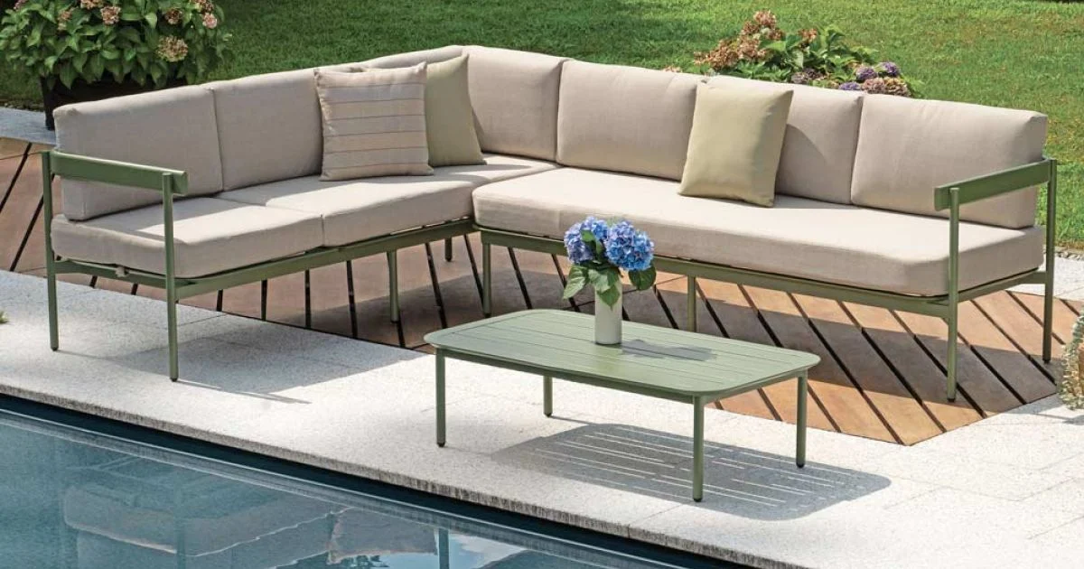 Salotto da Giardino con 2 Divani e 1 Tavolino in Alluminio - Daisy