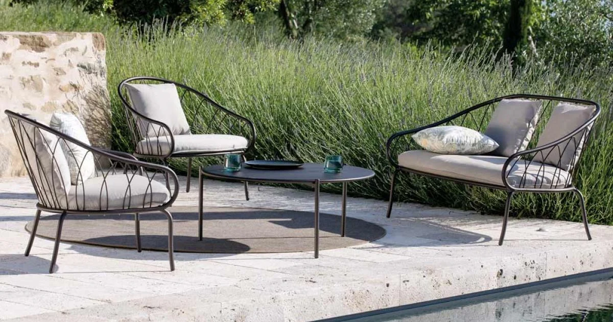 Salotto da Giardino con 2 Poltrone e 1 Divano 2 Posti Made in Italy - Fontana