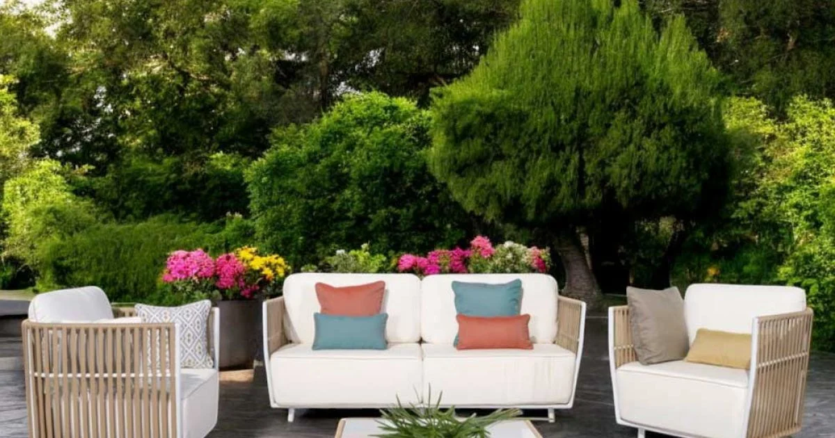 Salotto da Giardino in Alluminio Bianco e Tessuto - Eugene