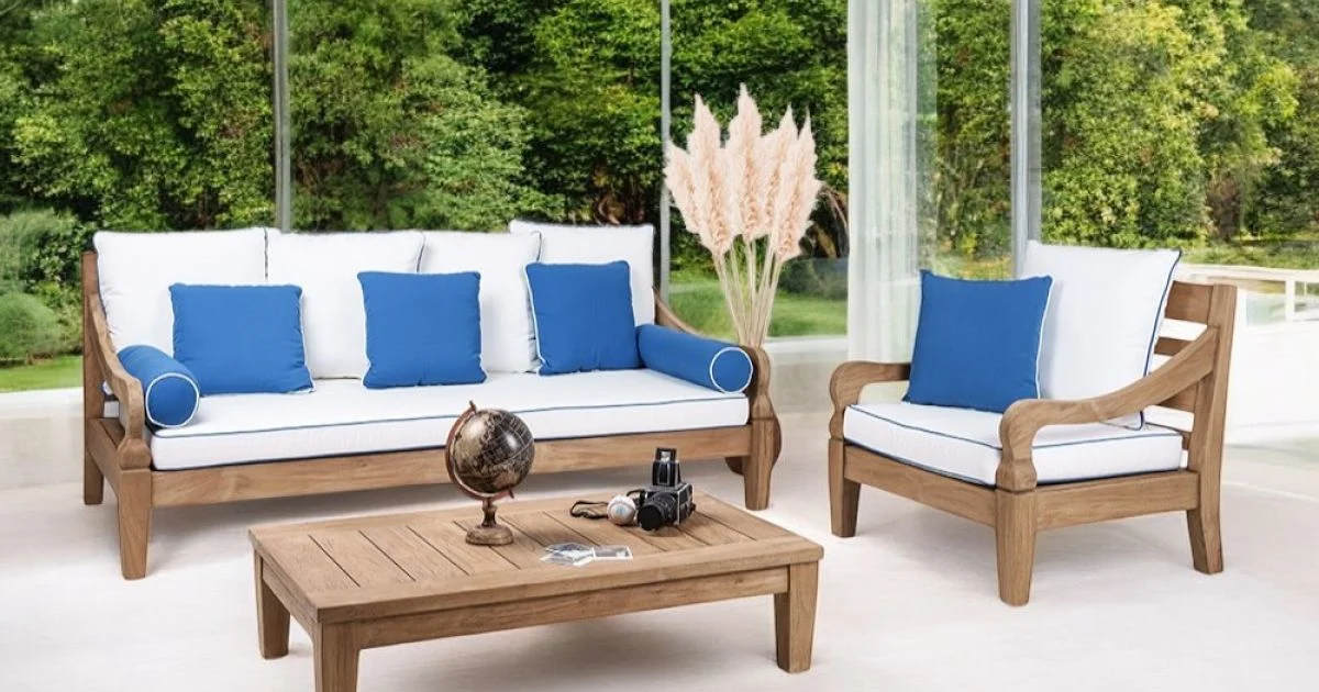 Salotto da Giardino in Legno Teak Naturale Spazzolato - Artes