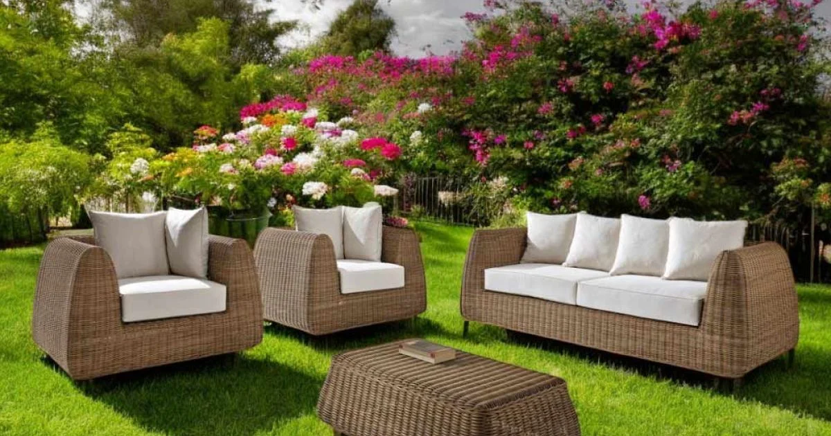 Salotto da Giardino in Polyrattan Intrecciato a Mano - Charlie