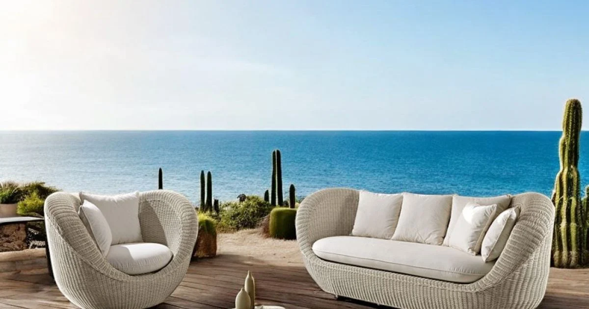 Salotto da Giardino in Polyrattan Intrecciato a Mano - Eder