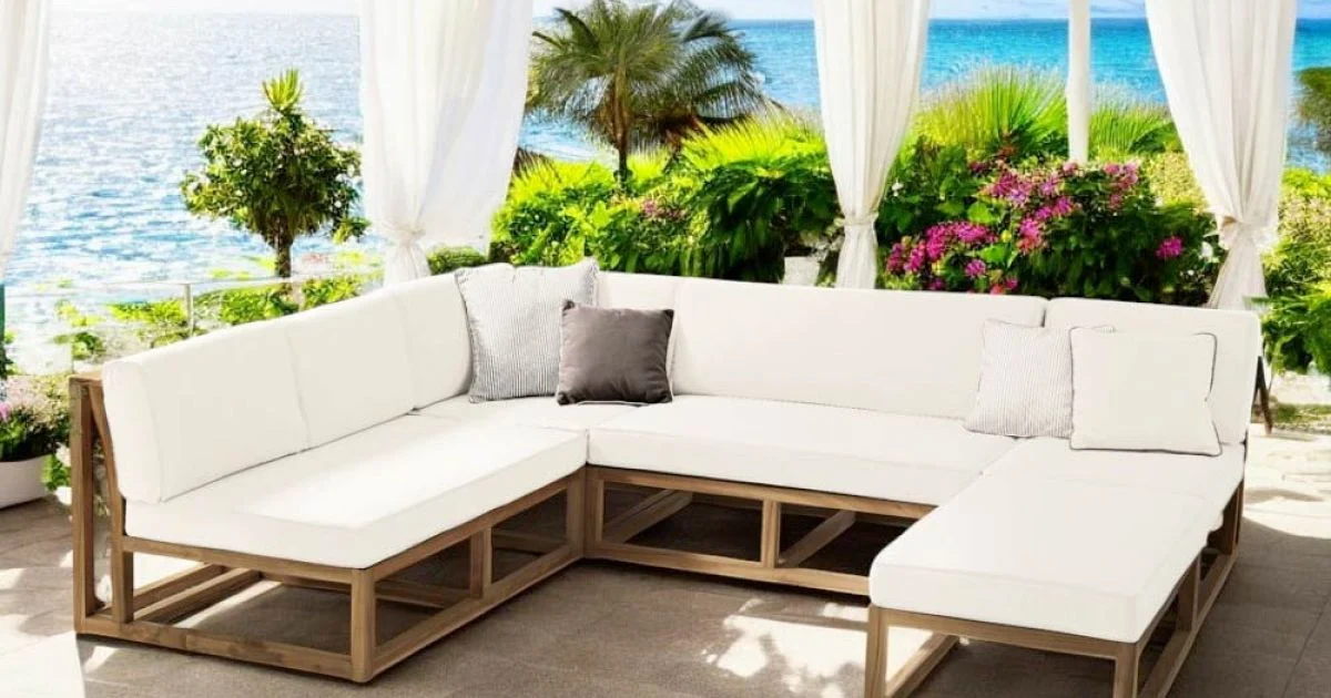 Salotto da Giardino Realizzato in Teak con Cuscini - Circe