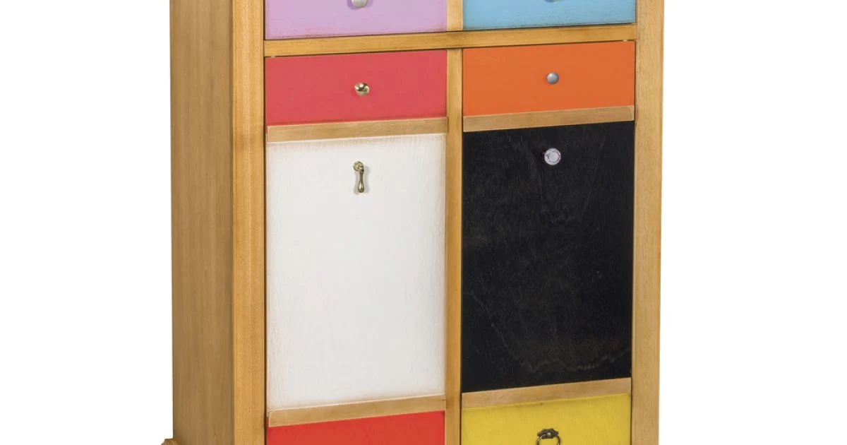 Scarpiera con Cassetti Tutti Colorati e Maniglie Diverse Made in Italy - Mitra