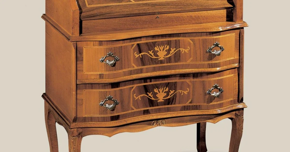 Scrivania Classica in Legno con Ribalta e Cassetti Made in Italy - Elegant