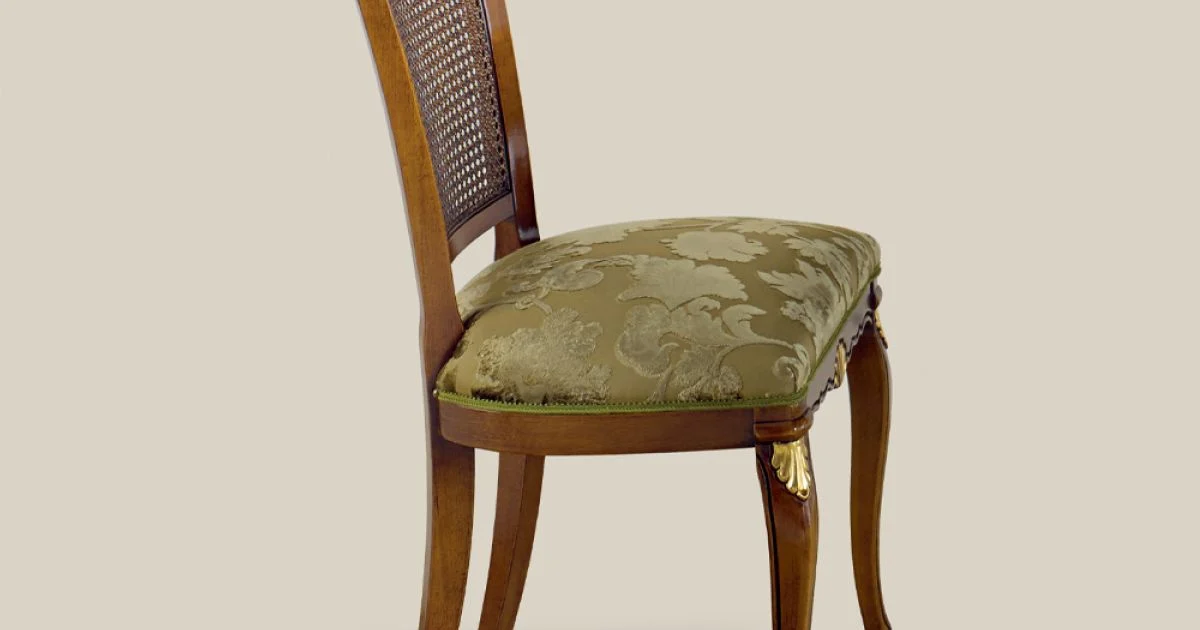 Sedia Classica in Legno Noce con Seduta Imbottita Made in Italy - Baroque