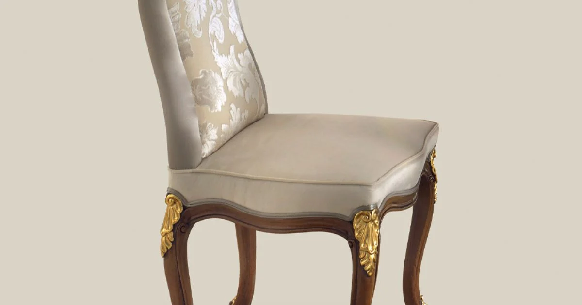 Sedia Classica in Legno Noce e Tessuto Imbottito Made in Italy - Baroque