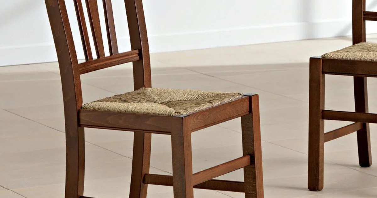 Sedia Cucina in Legno di Faggio e Paglia Design Classico Italiano - Hegel