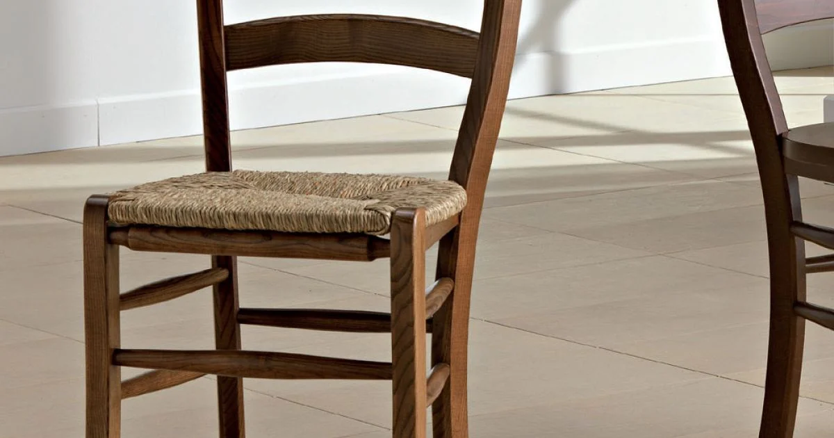 Sedia da Cucina Classica in Legno e Paglia di Design Italiano - Monika