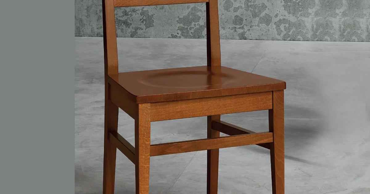 Sedia da Cucina in Legno di Faggio e Seduta in Legno Massello - Rabasse