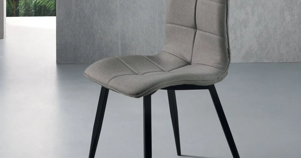 Sedia da Soggiorno in Tessuto con Base in Metallo Nero 4 Pezzi - Menegildo
