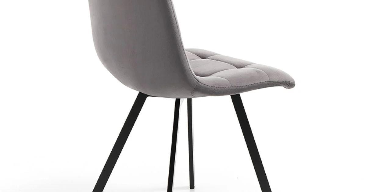 Sedia da Cucina in Tessuto con Gambe in Metallo Nero 4 Pezzi - Celeste