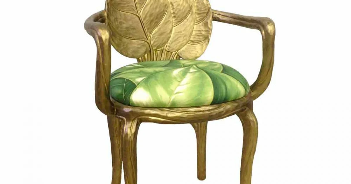 Sedia da pranzo imbottita oro di design moderno, made in Italy, Daniel