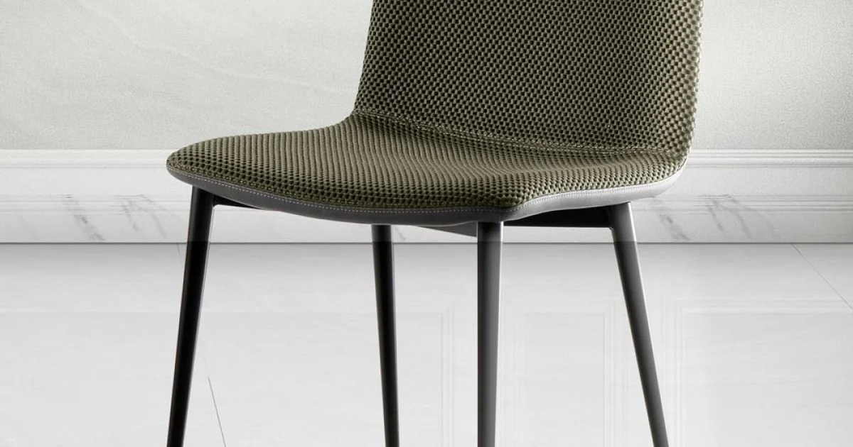 Sedia da Pranzo in Tessuto Vulcano e Gambe in Metallo Made in Italy - Amane