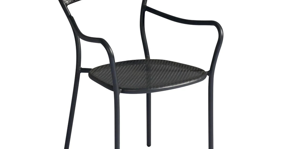 Sedia Giardino Impilabile con Struttura in Ferro Color Antracite - Nadege