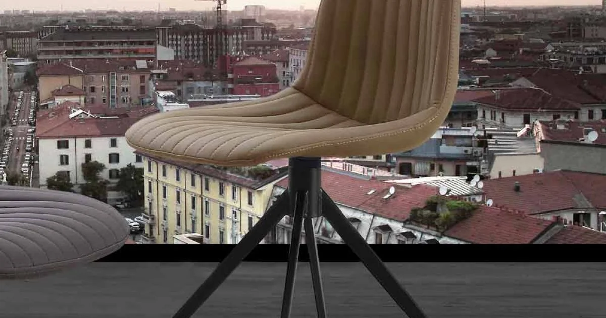Sedia imbottita in eco nabuk e metallo, design moderno, Taranto