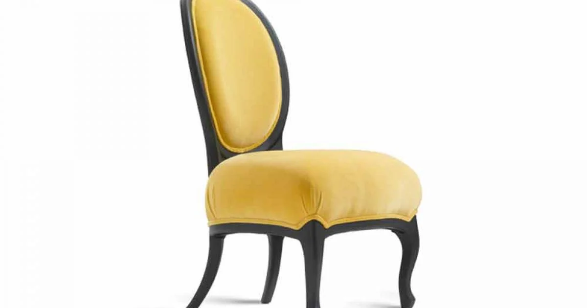 Sedia imbottita in legno massello nero sabbiato, L60xP51cm, Tati