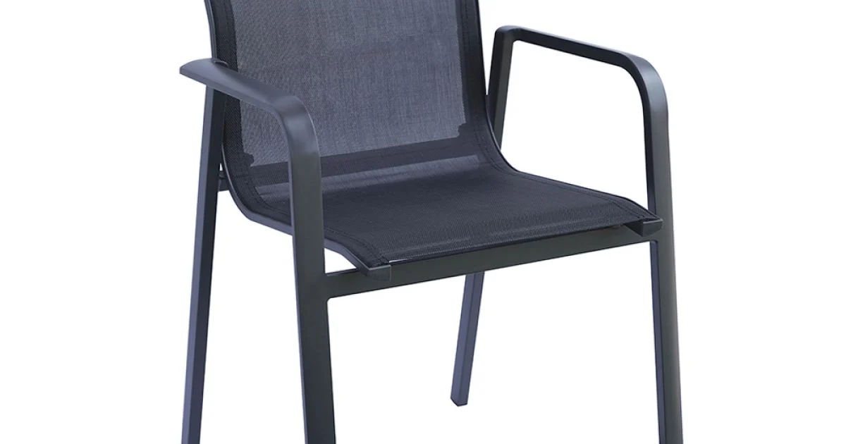 Sedia Impilabile con Braccioli in Alluminio e Textilene Bianco o Grigio - Greenstyle