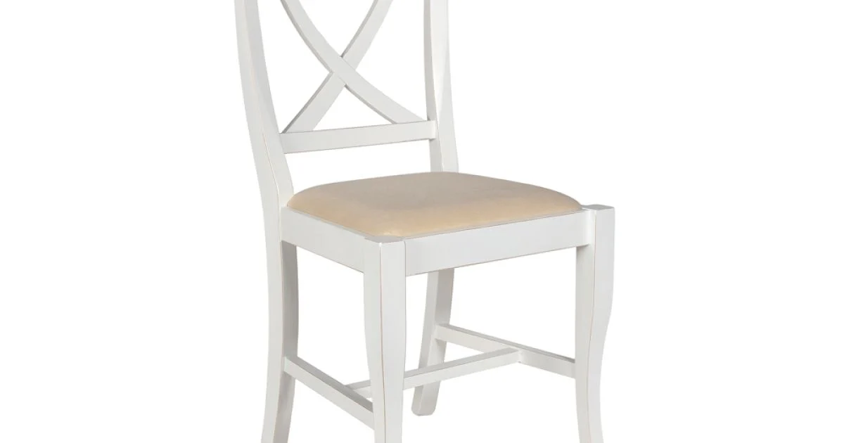 Sedia in Legno Bianco Spigolato e Tessuto Juma Beige Made in Italy - Diamante