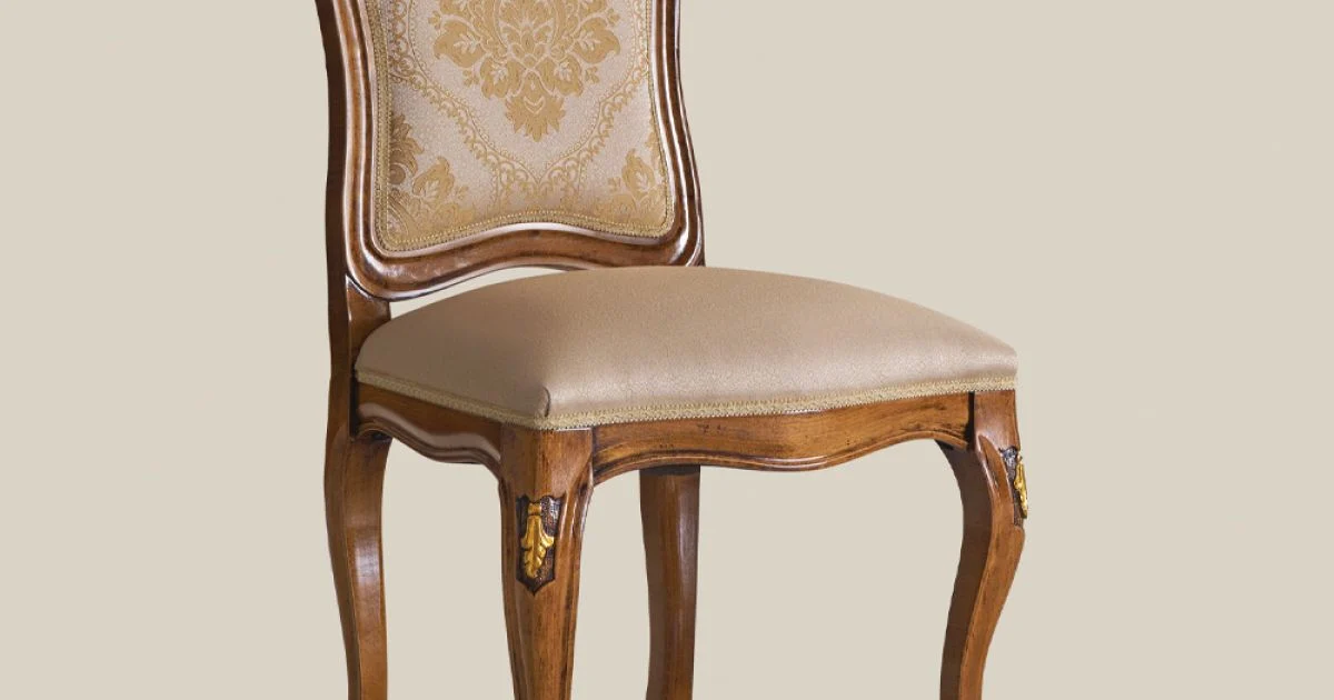 Sedia in Legno Classica Tessuto Imbottito di Lusso Made in Italy - Majesty