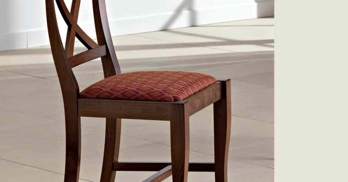 Sedia in Legno e Tessuto Design Classico Schienale Incrociato - Debussy