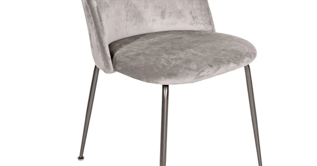 Sedia in Metallo Nero e Seduta in Velluto Grigio Made in Italy - Meredith