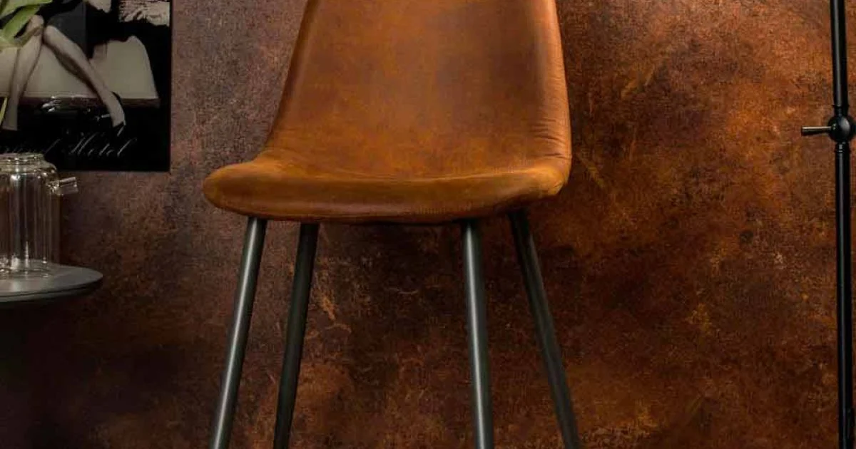 Sedia living moderna in similpelle marrone vintage, 4 pezzi - Elice