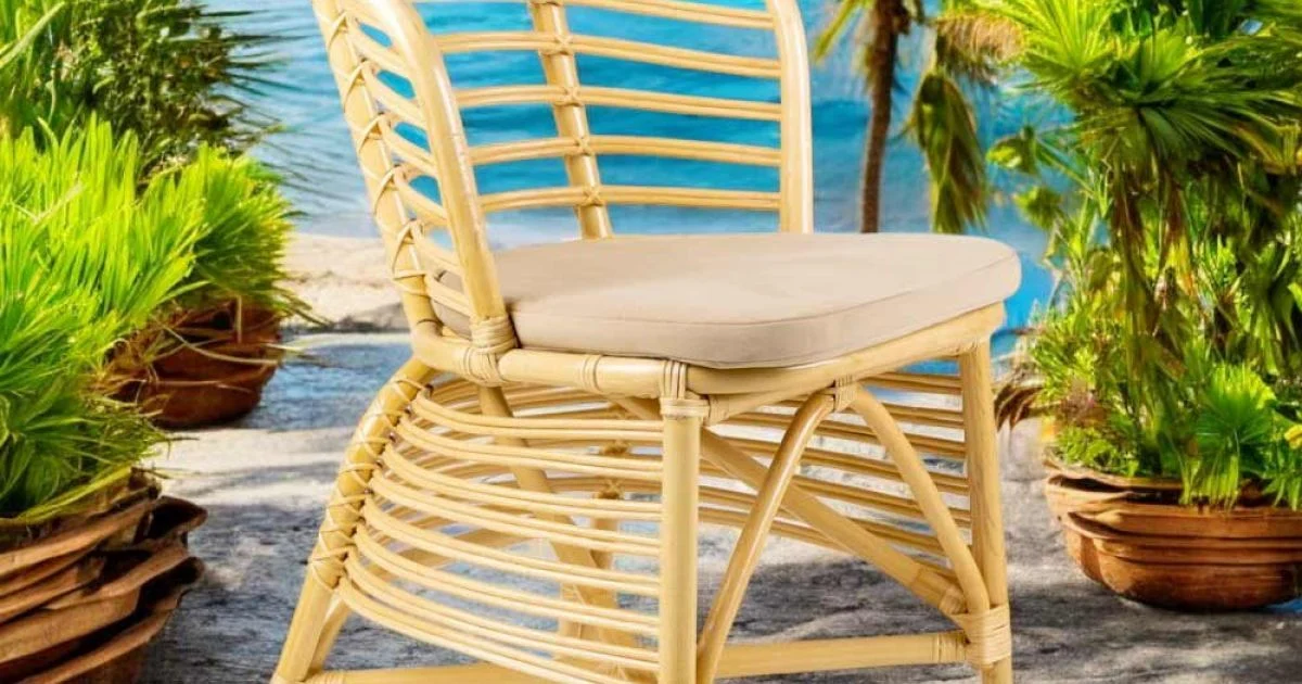 Sedia per il Giardino in Rattan Naturale con Cuscino Incluso – Torvi
