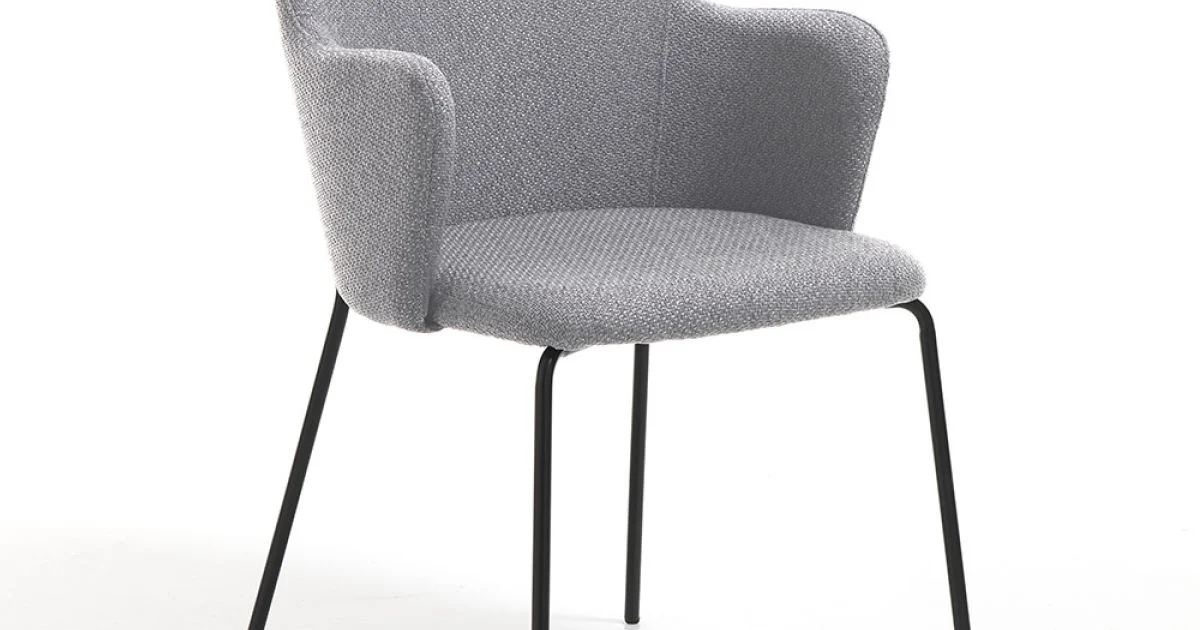 Sedia per Sala da Pranzo in Tessuto e Metallo Nero Opaco 2 Pezzi - Corinna