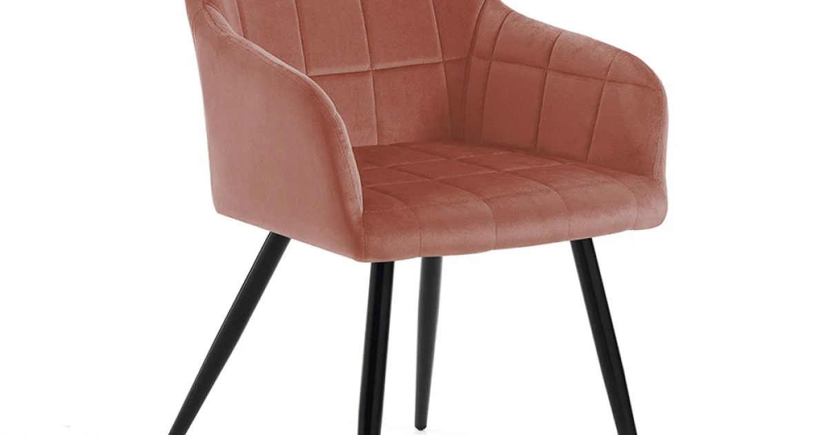 Sedia per Sala da Pranzo in Tessuto Rosa Cipria e Metallo 2 Pezzi - Gameta