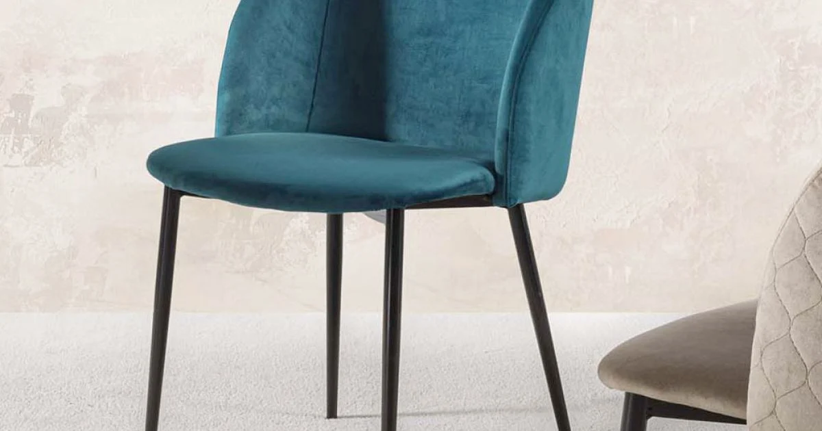 Sedia per Sala da Pranzo in Velluto con Gambe in Metallo Nero, 4 Pezzi - Hanna
