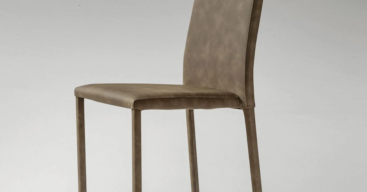 Sedia per Sala da Pranzo Rivestita in Ecopelle Made in Italy, 2 Pezzi - Belga