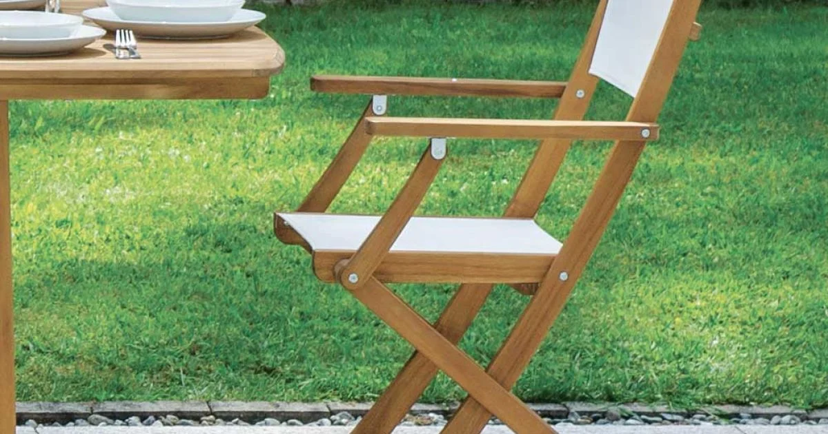 Sedia Pieghevole da Esterno in Legno di Acacia e Textilene - Perfetta