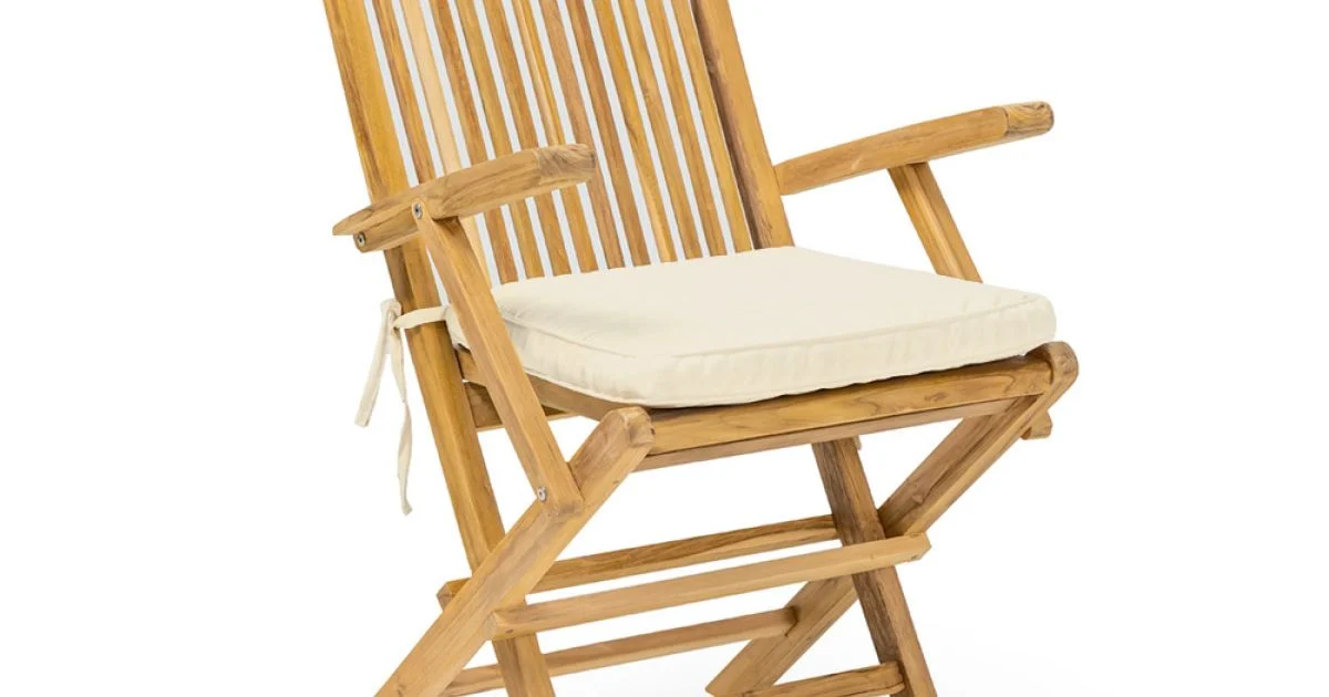 Sedia Pieghevole da Esterno in Teak con Braccioli – Yggdrasil