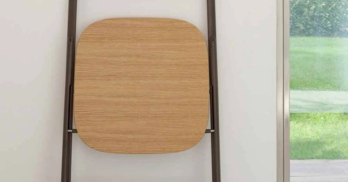 Sedia Pieghevole Metallo e Seduta e Schienale Legno Rovere 2 Pezzi - Roberta