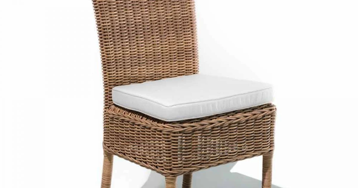 Sedia Pranzo Esterno in Rattan Sintetico Intrecciato e Tessuto, 2 Pezzi - Yves