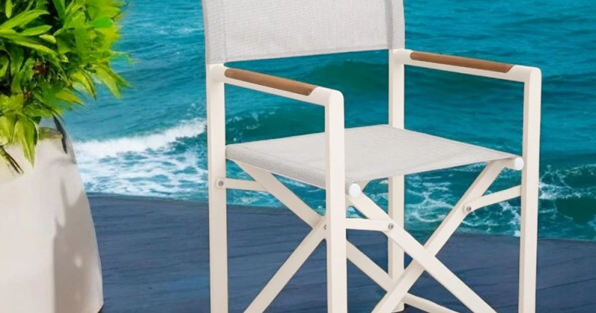 Sedia Regista da Esterno Realizzata in Alluminio, Textilene e Teak - Bloom