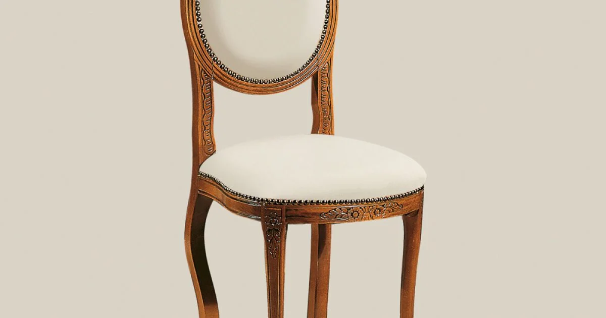 Sedia Stile Classico in Legno di Noce Imbottita Made in Italy - Elegant