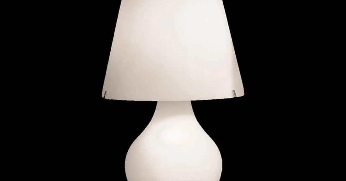 Selene Forever lumetto Ø24 H41cm, vetro soffiato bianco made in Italy