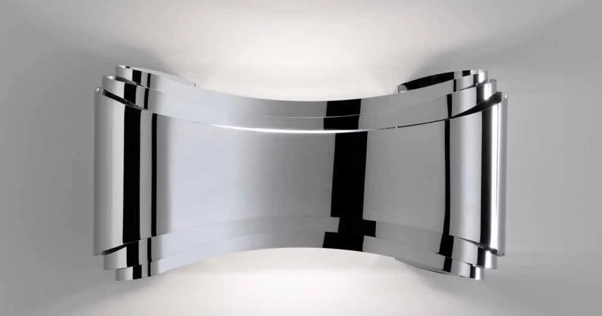 Selene Ionica lampada a muro made in Italy,30x10 H16cm,vetro e acciaio